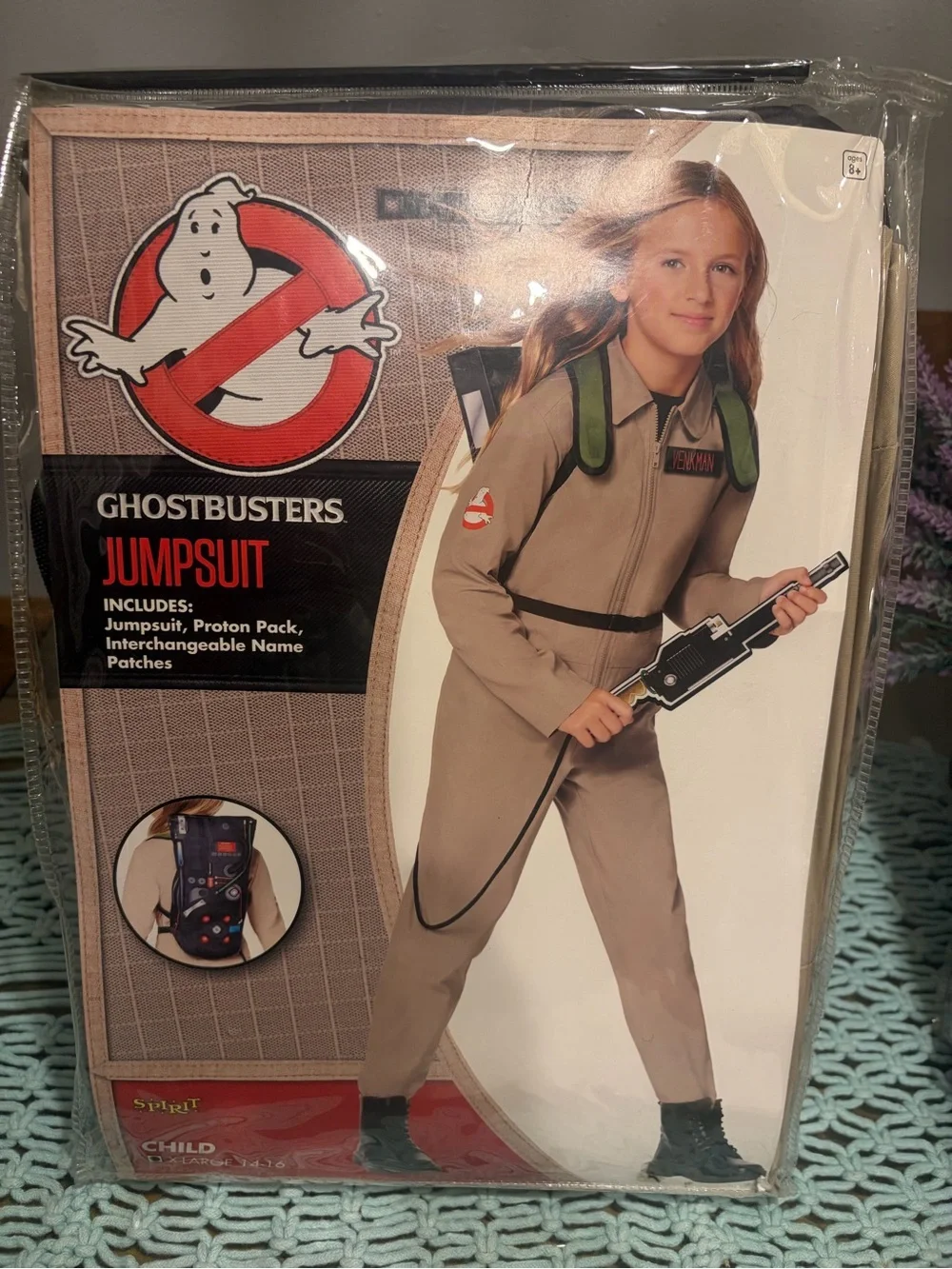Spirit Halloween Ghostbusters Jumpsuit Costume Kids XL 14-16 Tan Proton Pack New